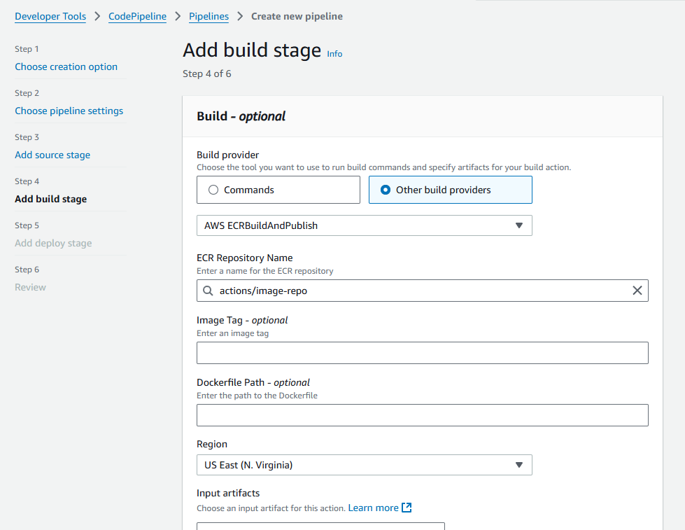 Add an Amazon ECR build action to your pipeline.