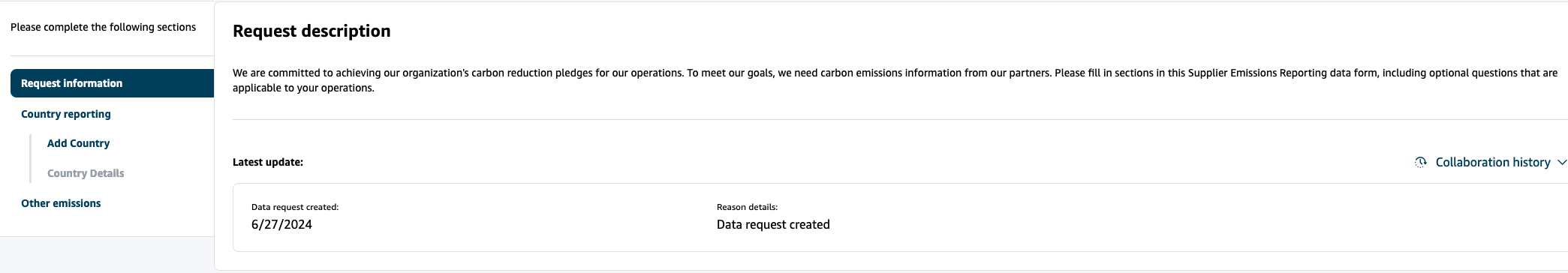 Partner response to emission data forms