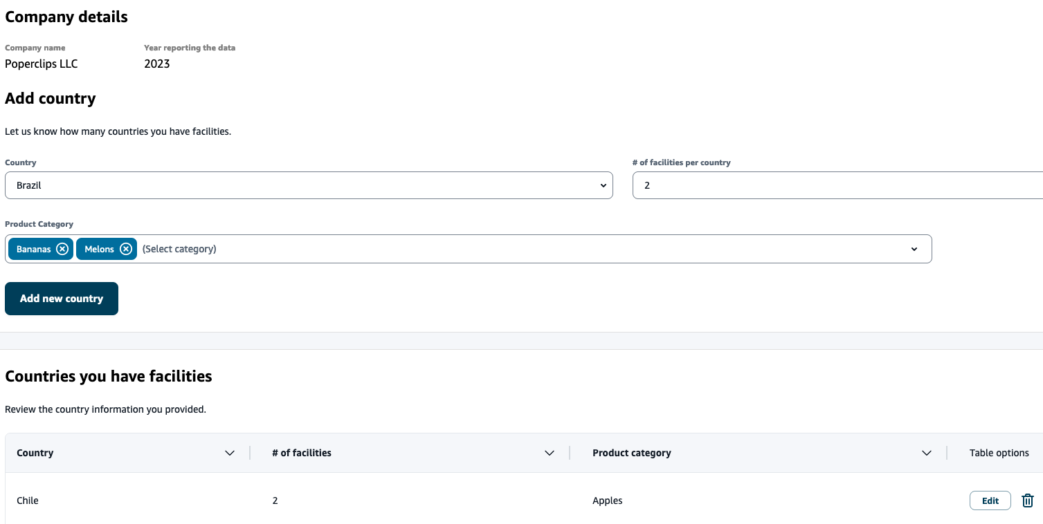 Partner response to emission data forms - Add countries