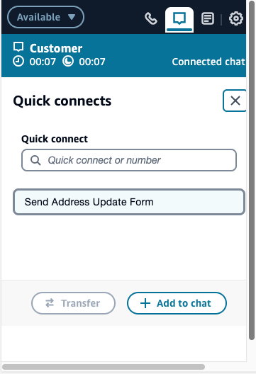 Select form and Add to chat