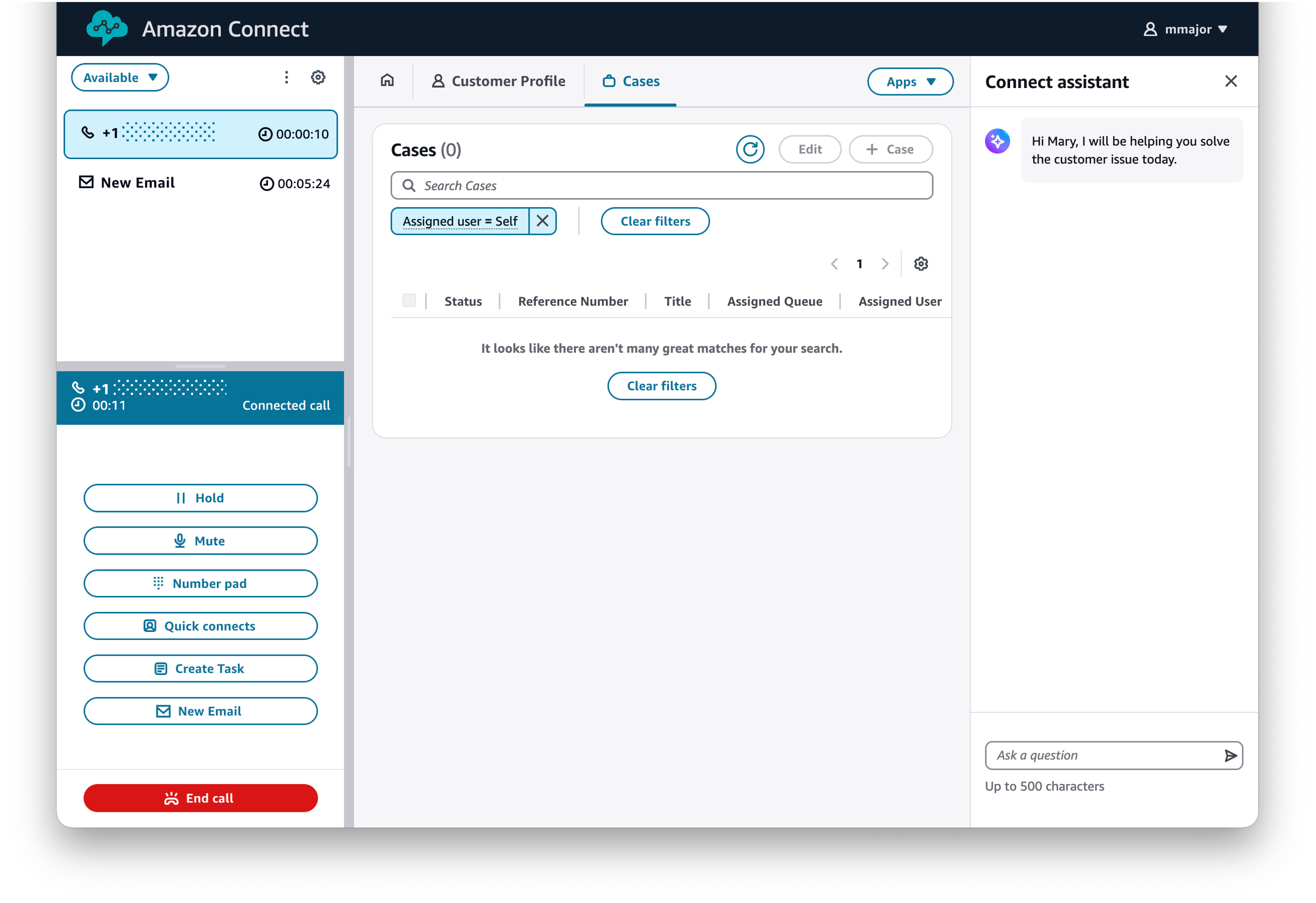 The agent workspace in light mode.