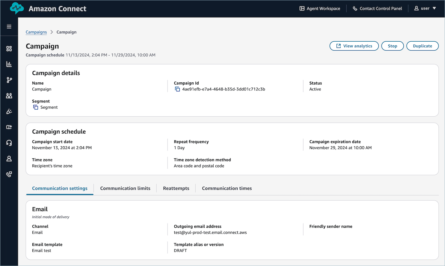 Detailed view of campaign state options and actions available for campaign management.