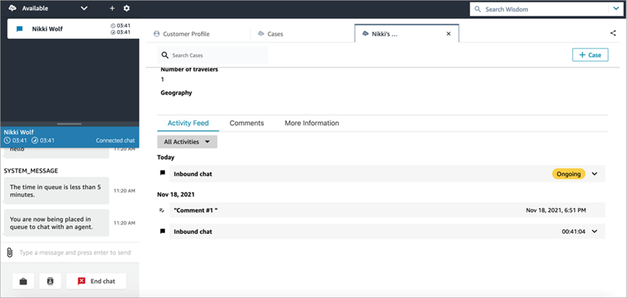 The activity feed, ongoing status.