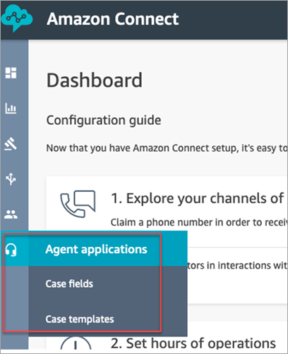 The navigation menu, the agent applications option.
