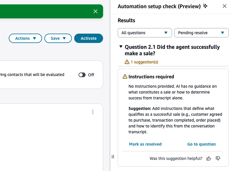 The validation results side panel showing errors and warnings.