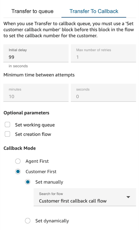 You can also choose the dial mode between agent first and customer first.