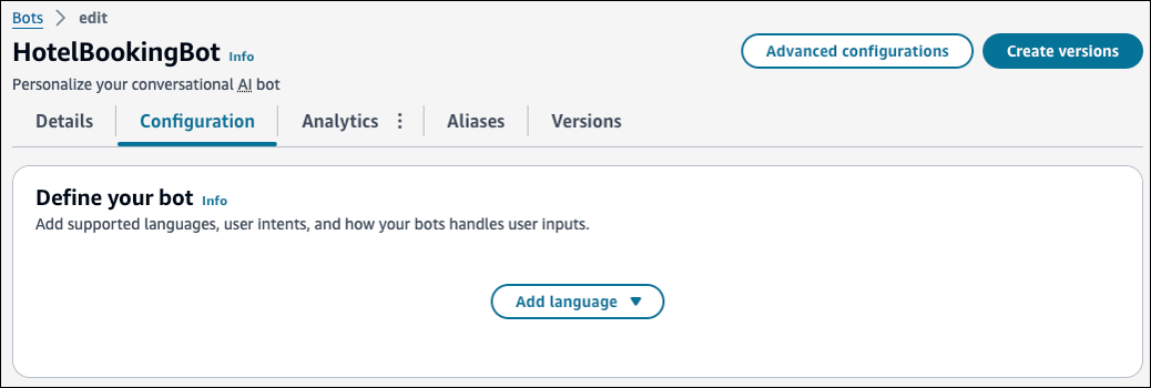 A sample configuration page for an unconfigured bot.