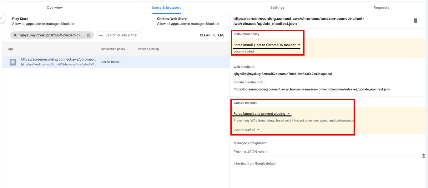The Installation policy and Launch on login sections.