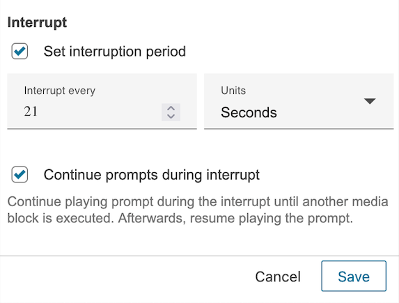 Loop prompts interrupt option widget.