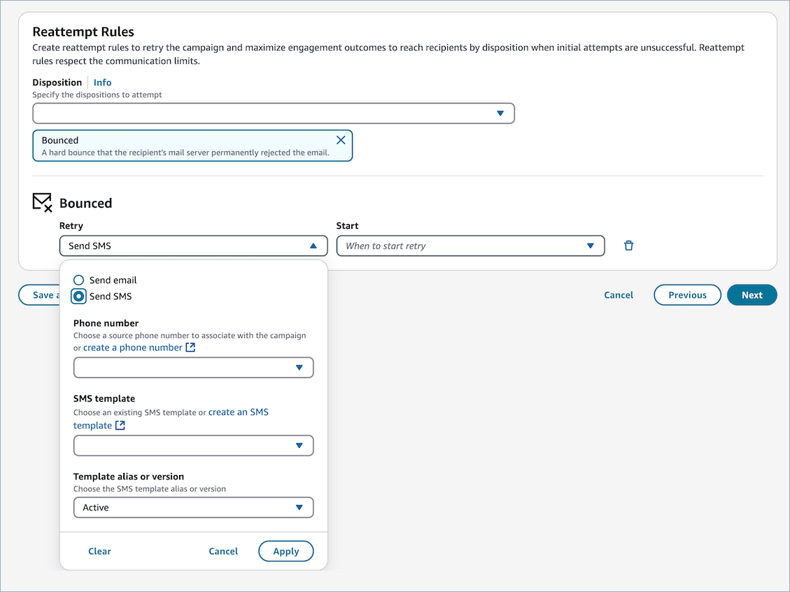 Completed Reattempt Rules configuration showing selected disposition codes with retry settings and wait times.