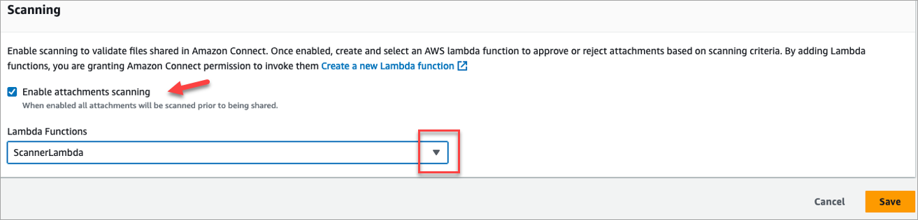 The attachments page, the enable attachments scanning option.