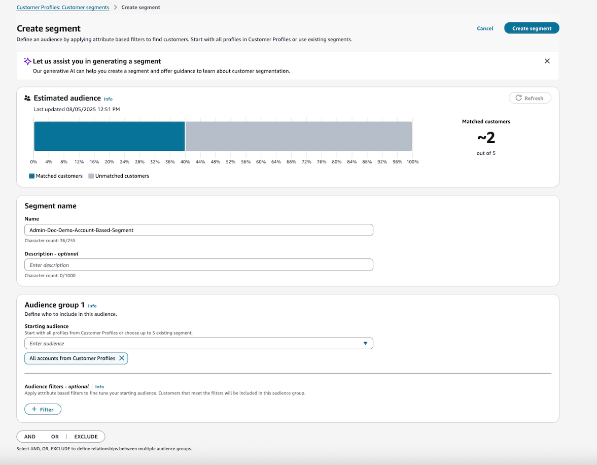 Filters all account-based profiles (ProfileType=ACCOUNT_PROFILE).