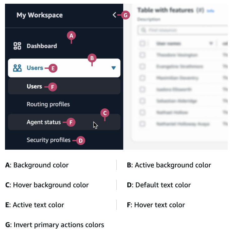Workspace theme for navigation color scheme.
