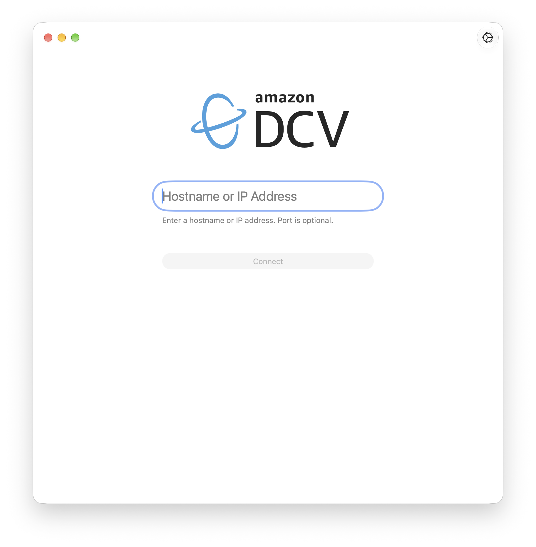 macOS client connection page showing the address bar and Connection Settings button.