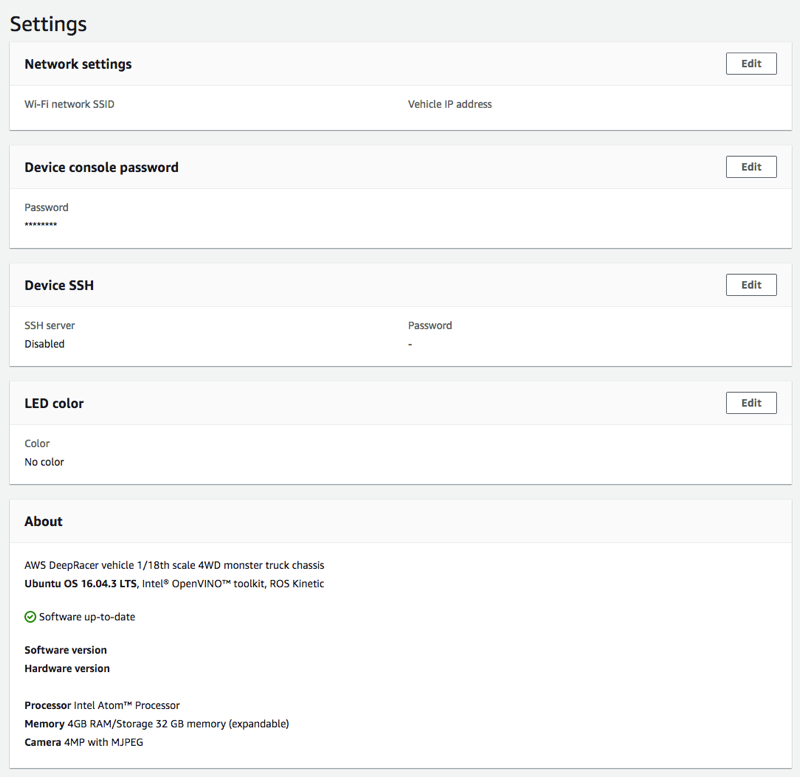 Image: Device settings page.