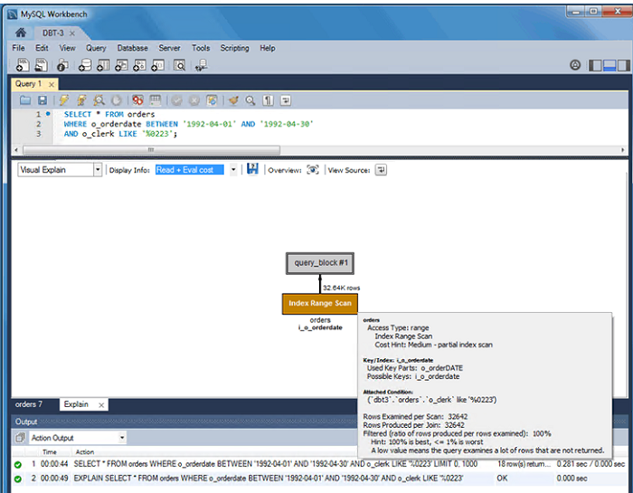 MySQL Workbench graphical run plan