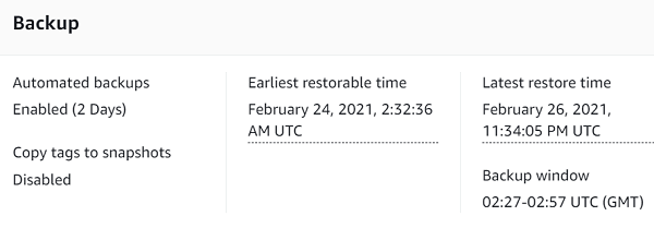 Backup settings