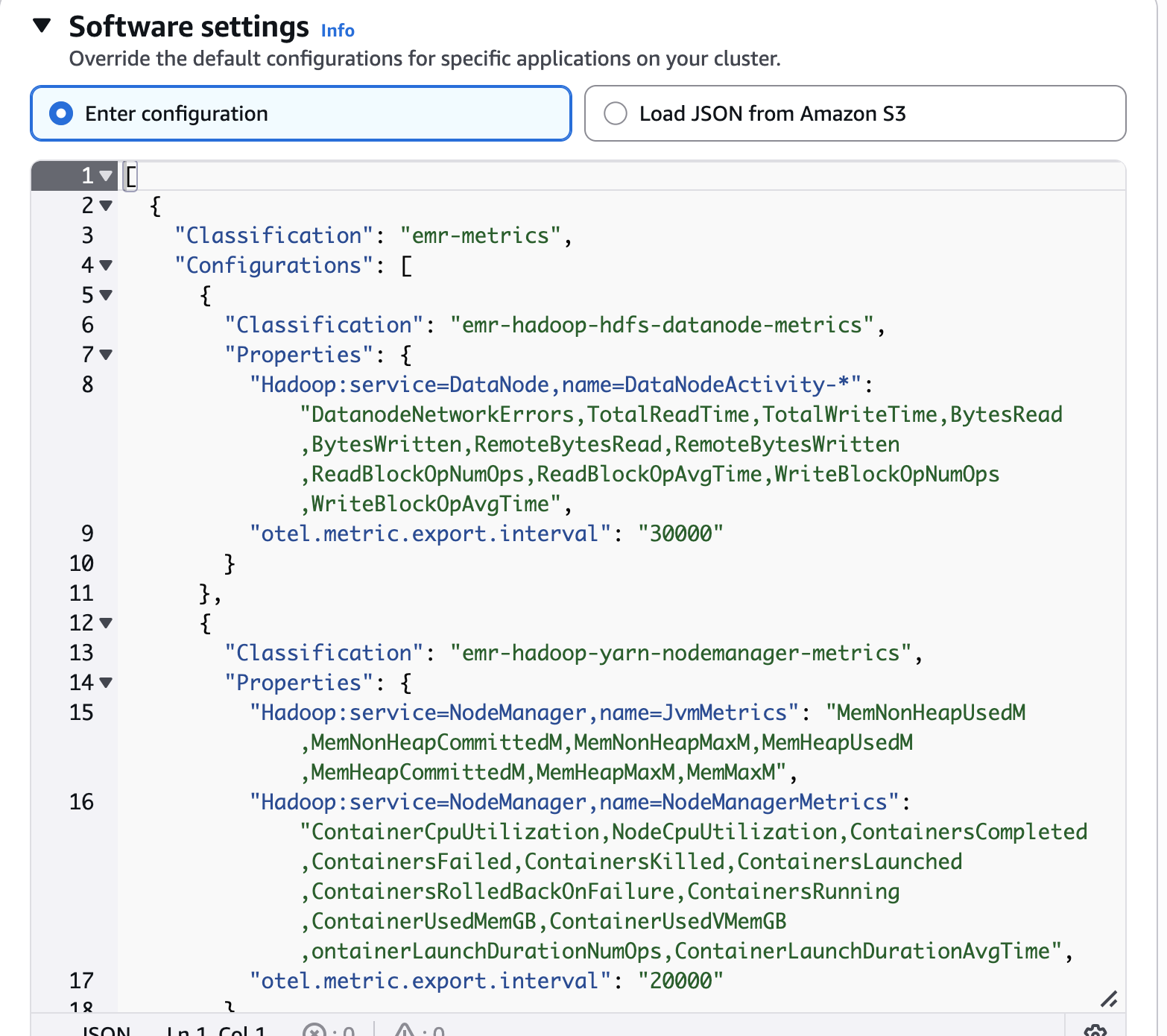 Software settings