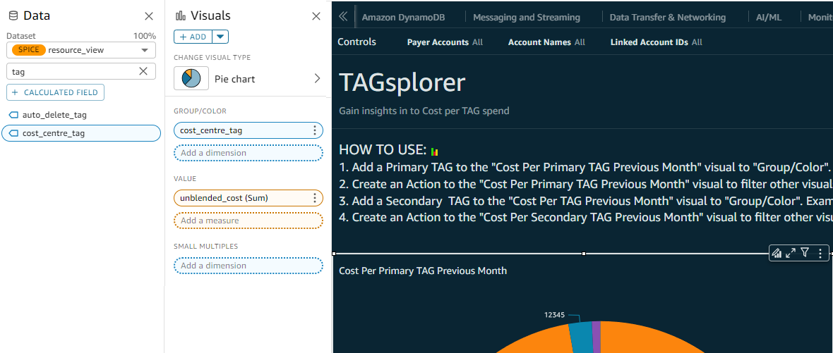 QuickSight tagsplorer primary tag added to visualization