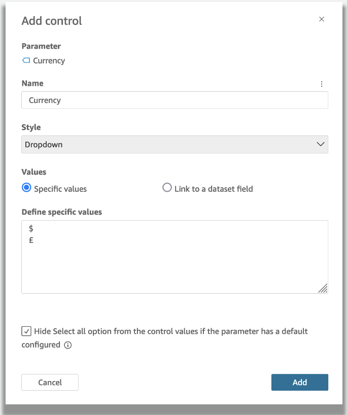 Control options