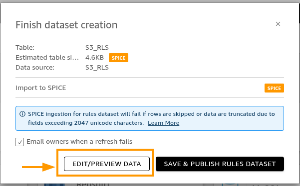Edit data types of new dataset