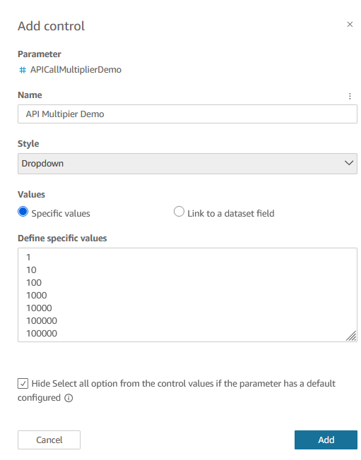 Add control dialog