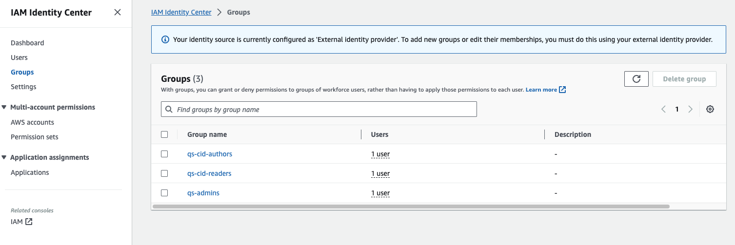 IAM Identity Center with user groups