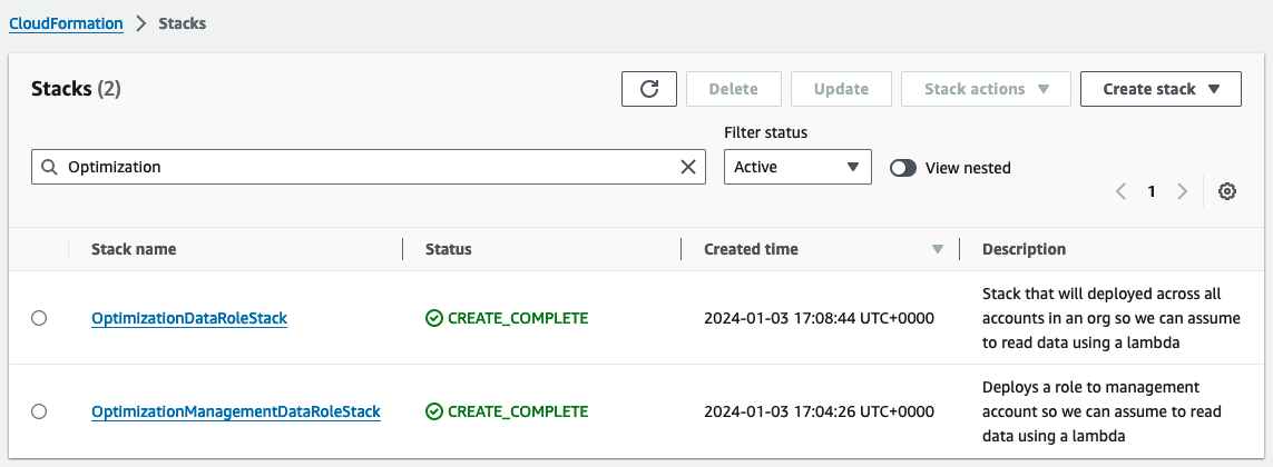 Find current data read role stacks