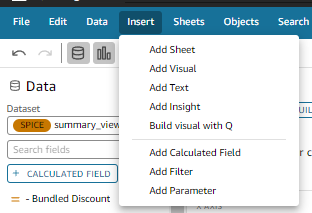 Top Menu Bar to insert paramater