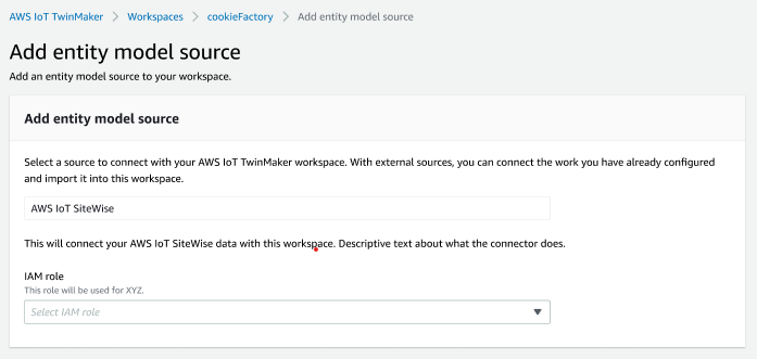 The Add entity model source page.