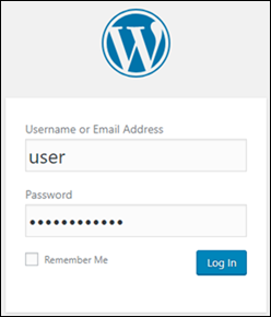 The log in page for WordPress.