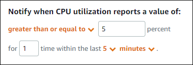 Example of a CPU utilization alarm.