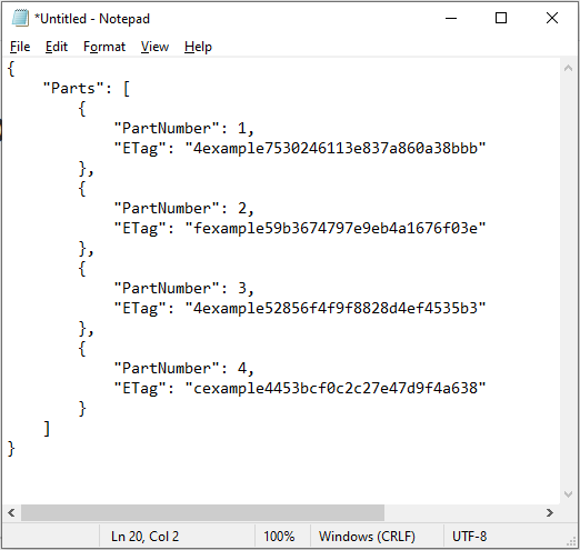 Multipart upload JSON file number 2