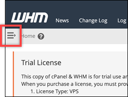 WHM navigation menu icon