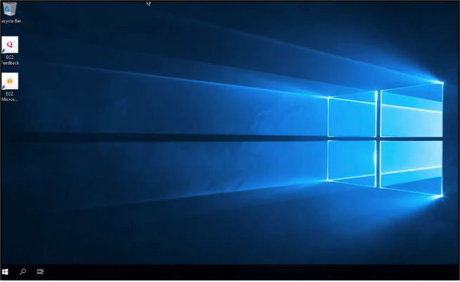 The desktop background for a Lightsail Windows instance in the Microsoft Remote Desktop application.