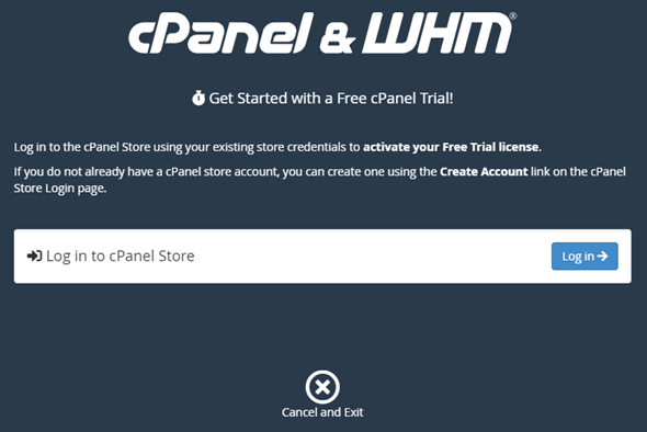 cPanel get started with a free trial