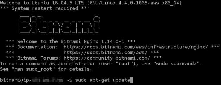 Update the packages on your instance.