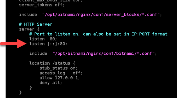 Nginx configuration file on the instance.