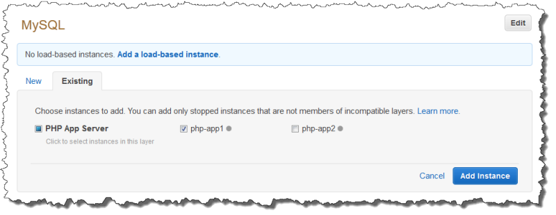 Add existing load-based instance to a layer