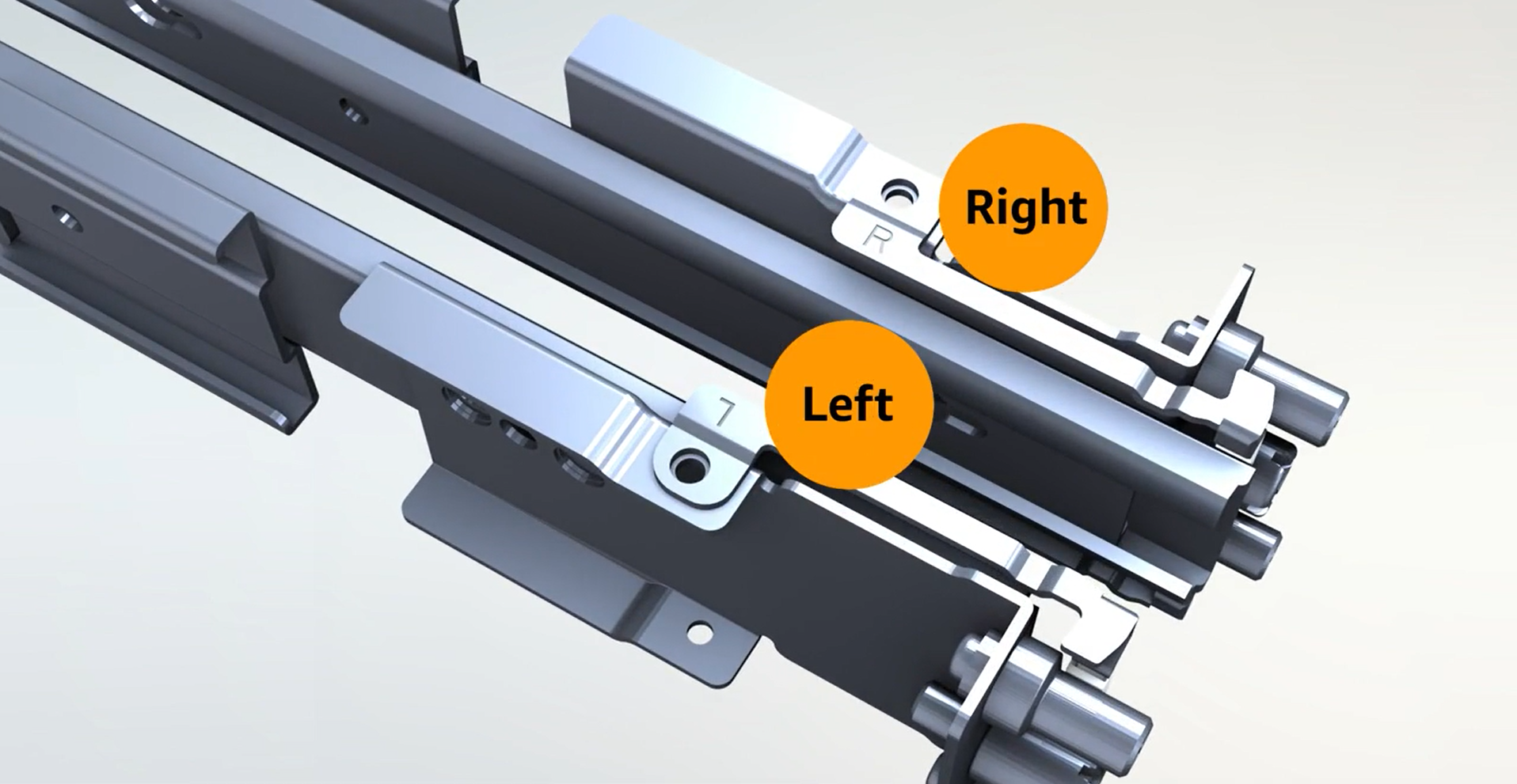 An image of the left and right markings on the server rails.
