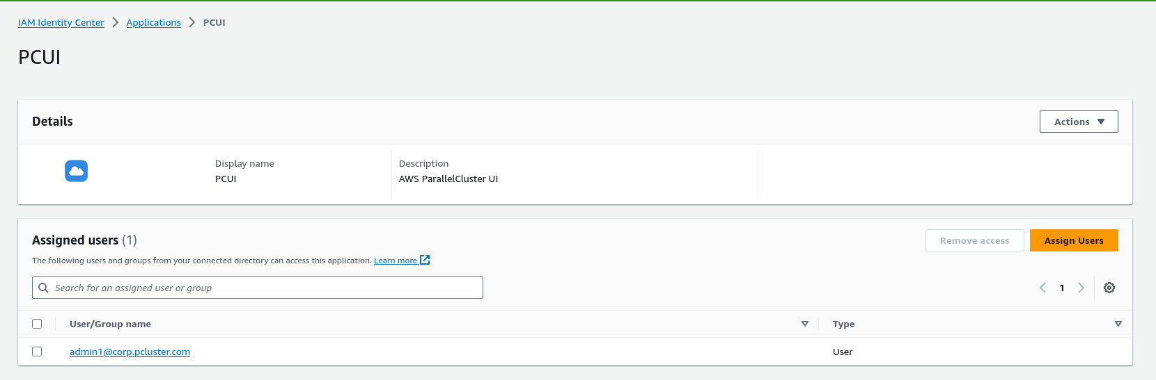 Screenshot highlighting Assign users for the application.