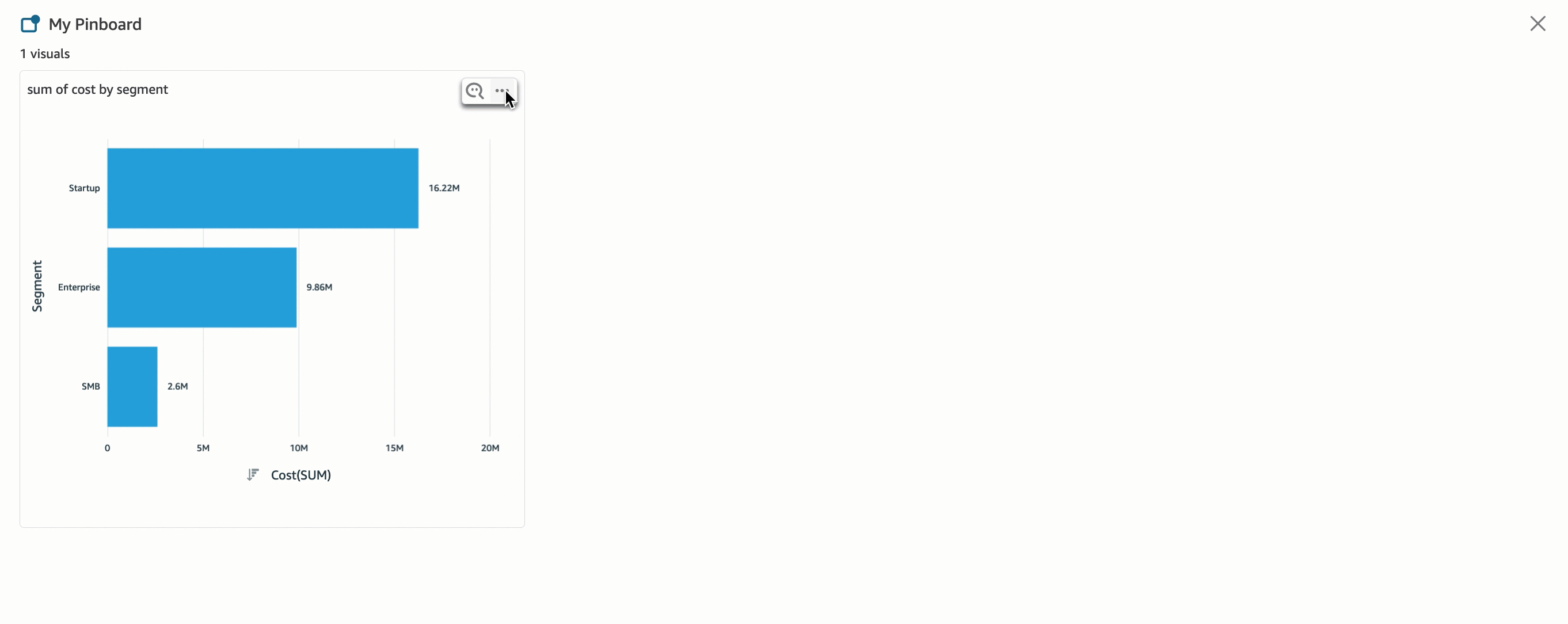 Choose the three dots icon in the upper-right corner to display more actions, including removing a visual.