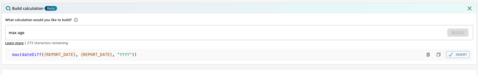 Adding a calculated field with the Build tool.