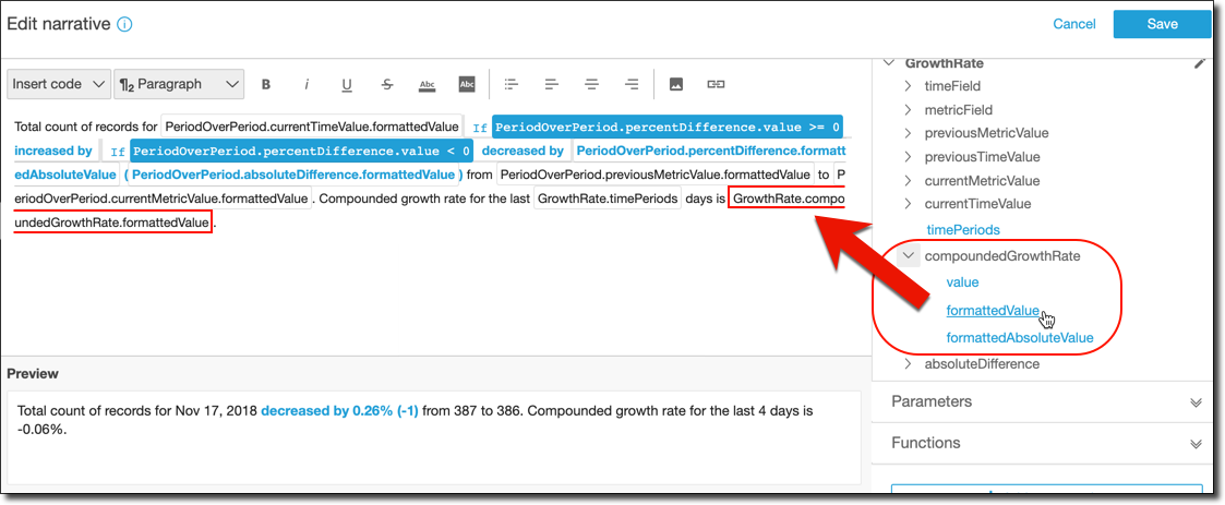 Expression editor with open expressions list.