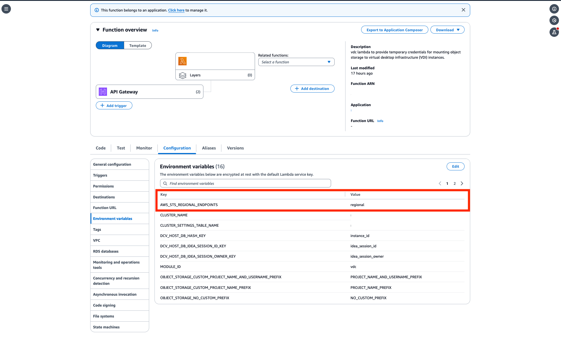 isolated VPC environment variable