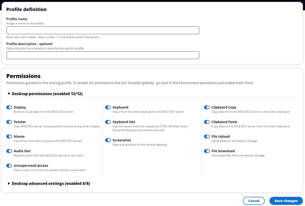 profile definition and permissions