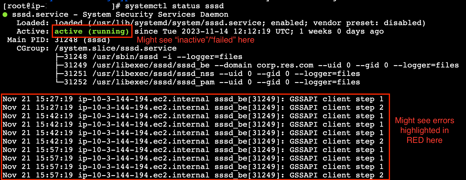 SSM error log
