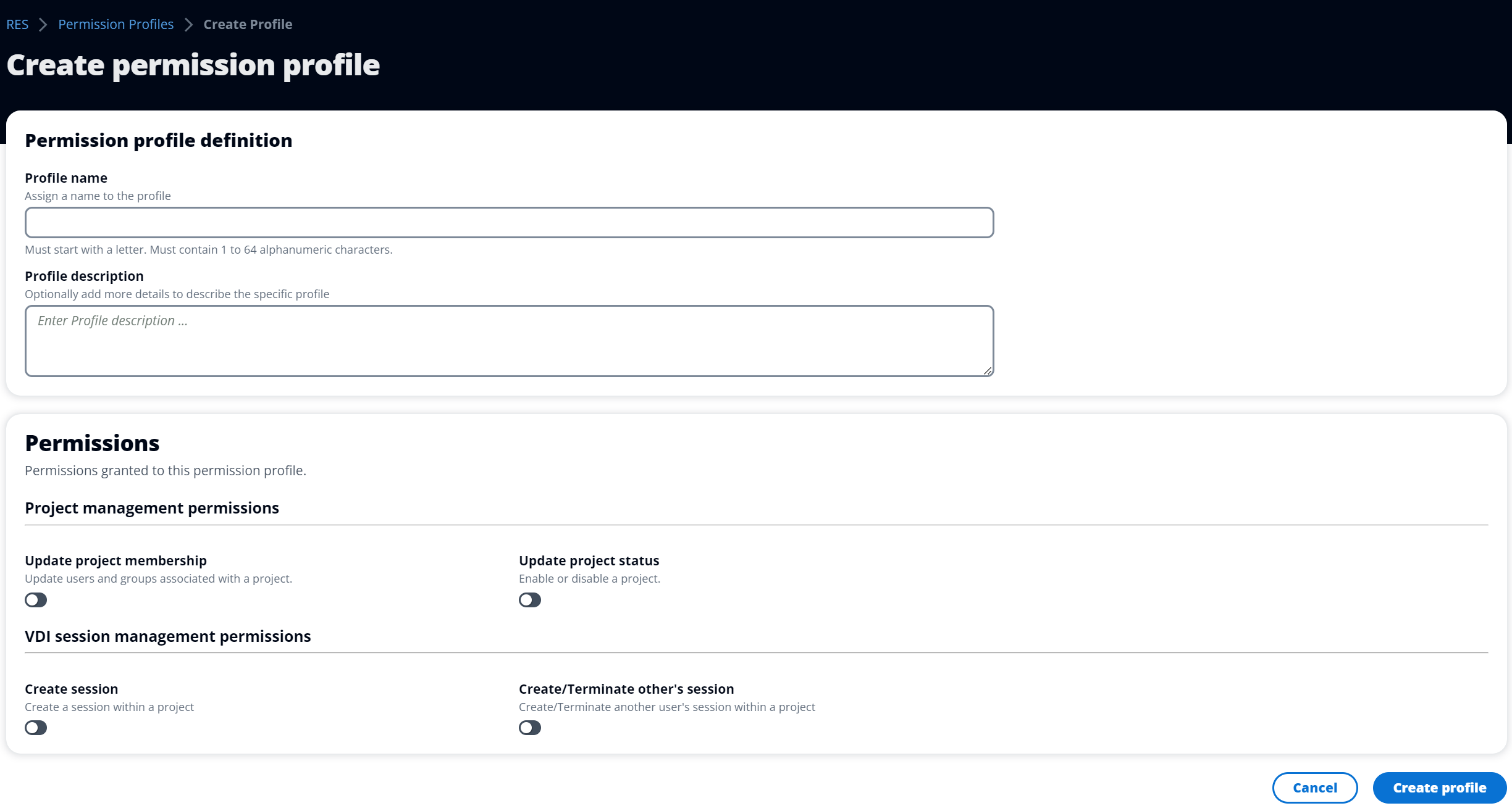 administrators can create permission profiles