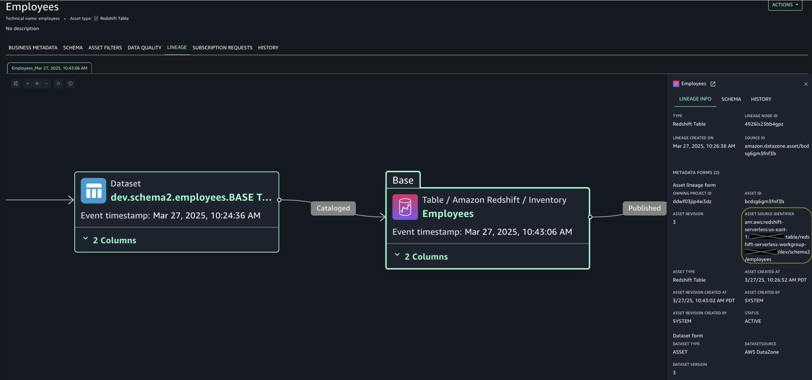 Asset’s SourceIdentifier in node details.