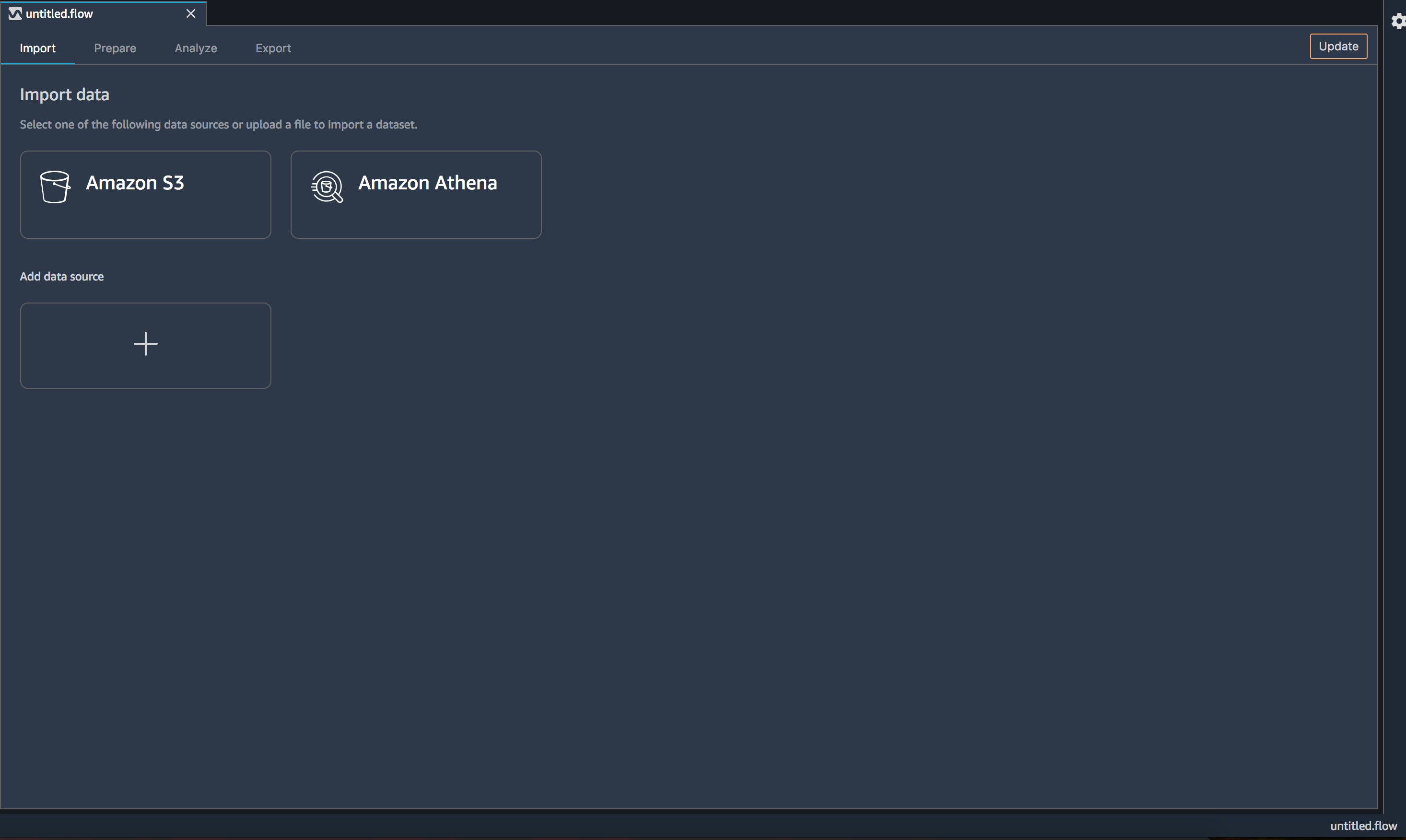 The location of the Update in the Data Wrangler console.